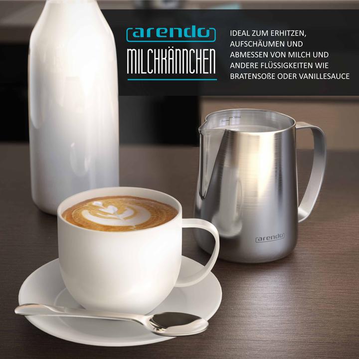 Actual product image Arendo Milk jug 600 ml with measuring scale, stainless steel milk jug, milk frother, barista milk pitcher