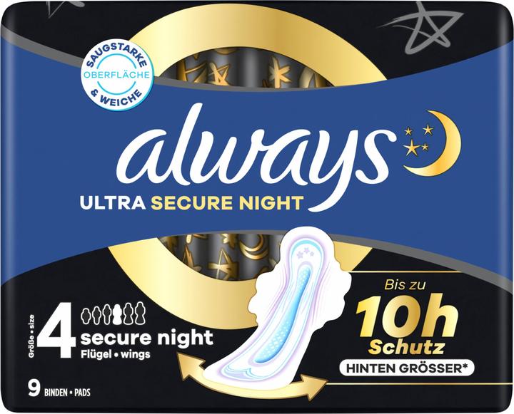 Produktbild Always Ultra Binde Secure Night mit Flügeln (9 x)