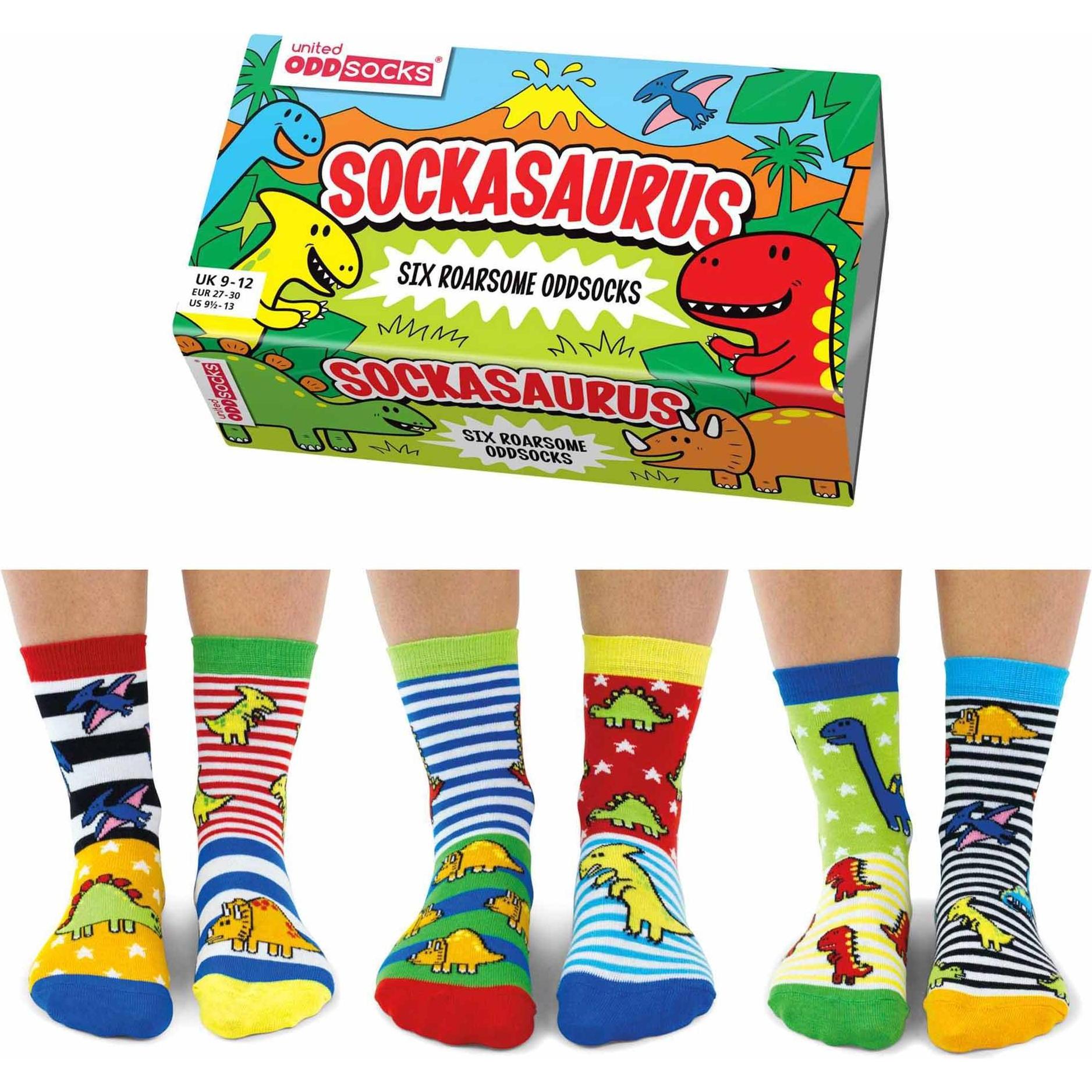 Thumbnail - United Oddsocks, Unisex, Socken, Sockasaurus, Mehrfarbig, (3er Pack, 27 - 30)