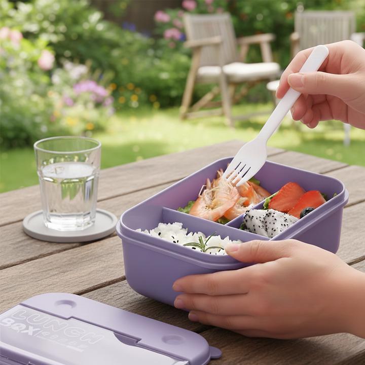 Produktbild Cheffinger Lunchbox 700ml 3 Fächer mit Besteck