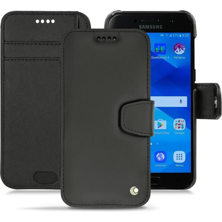 Noreve Lederschutzhülle Wallet (Samsung Galaxy A3 (2017)), Smartphone Hülle, Schwarz