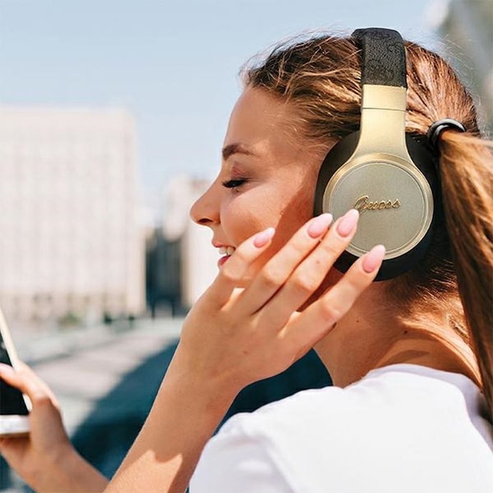 Actual product image Guess Wireless Leather Headphone with Metal Logo (ANC, 32 h, Wireless)
