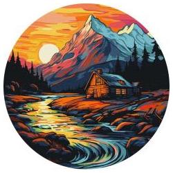 Ideyka Malen nach Zahlen - Haus am Bach, 33 cm