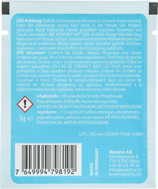 Nutritional values and ingredients Washo Surface cleaner plaster set