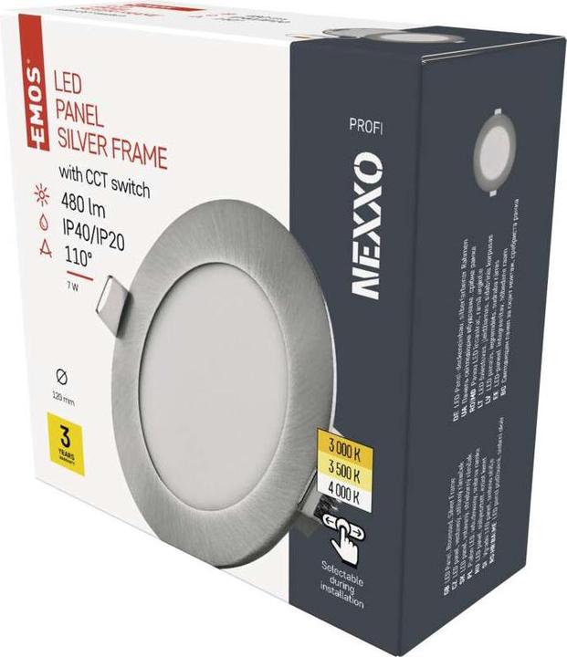 Image du produit Emos Luminaire LED encastrable NEXXO, rond, argenté, 7W, avec Change CCT (480 lm)
