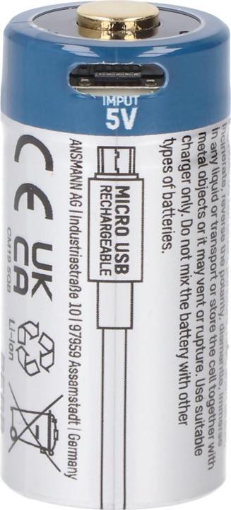 Actual product image Ansmann Akku 16340, RCR123, CR123A mit USB-C Ladebuchse (850 mAh)