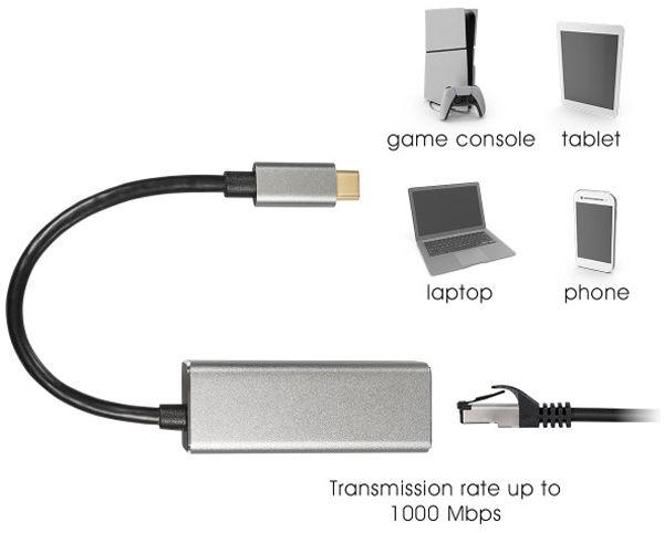 Actual product image Maxtrack USB-C Ethernet-Adapter RJ45 (USB-C, RJ45 (1x))