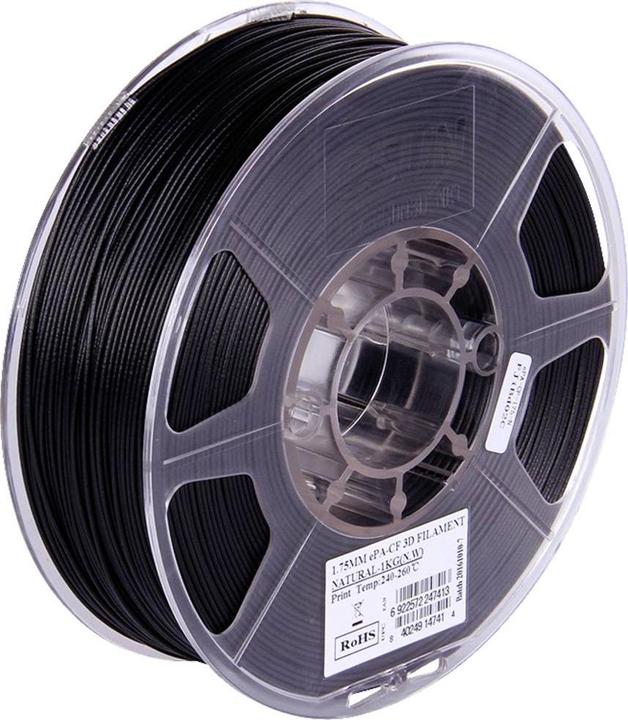 Produktbild eSUN ePA-CF Filament PLA hitzebeständig, hohe Steifigkeit, hohe Zugfestigkeit 1.75mm 1kg Carbon, Ma (PLA, 1.75 mm, 1000 g, Schwarz)