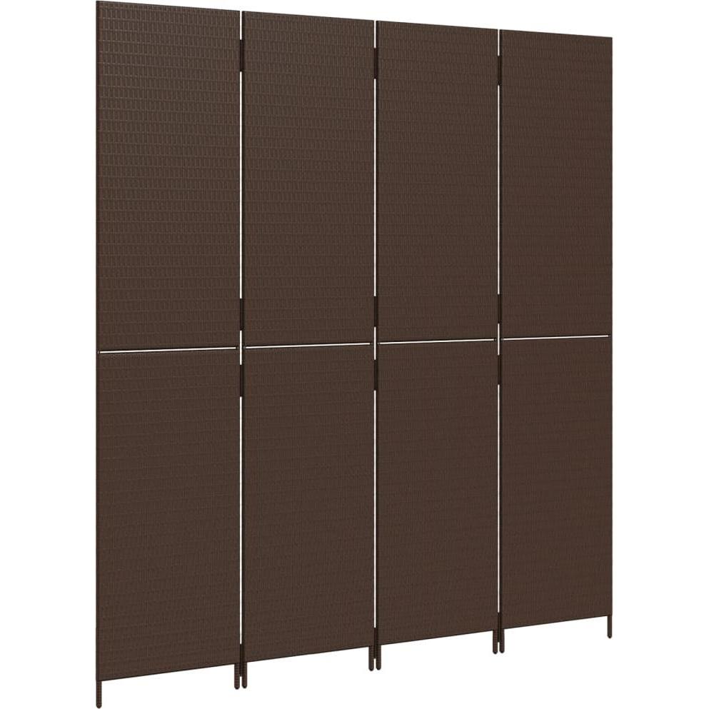 VidaXL, Paravent + Raumteiler, Paravent 4-tlg. Braun Poly Rattan,Farbe: Braun,Material: Poly