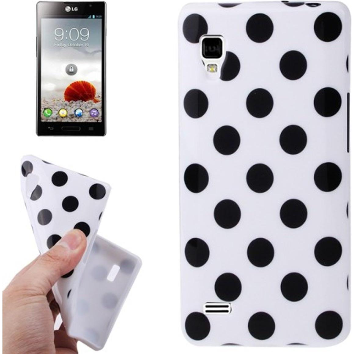König Design Schutzhülle TPU Punkte Case für Handy LG Optimus L9 / P760 (LG Optimus L9), Smartphone Hülle, Weiss