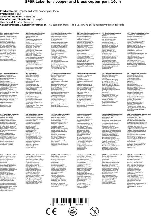 Produktbild Ich-zapfe Kupferpfanne, 16 cm (17 cm, Bratpfanne, Kupfer)