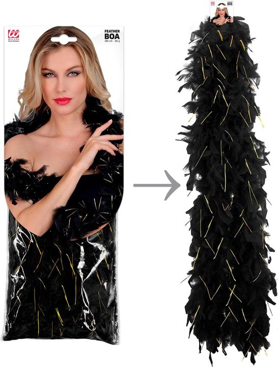 Produktbild Widmann FEDERBOA SCHWARZ MIT GOLDENEM LAMETTA - 1,80 m - 50 g