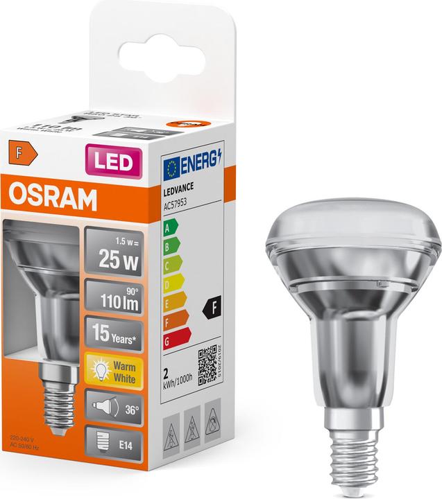 Actual product image Osram Star R50 (E14, 1.50 W, 110 lm, 1 x, F)
