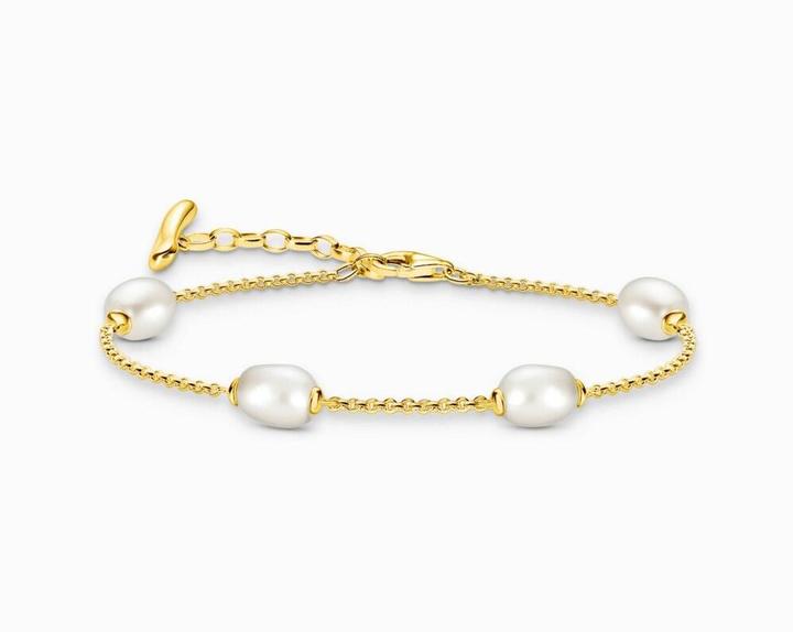 Immagine prodotto Thomas Sabo Armband mit Perlen Natural Beauty vergoldet (19 cm, Argento 925)