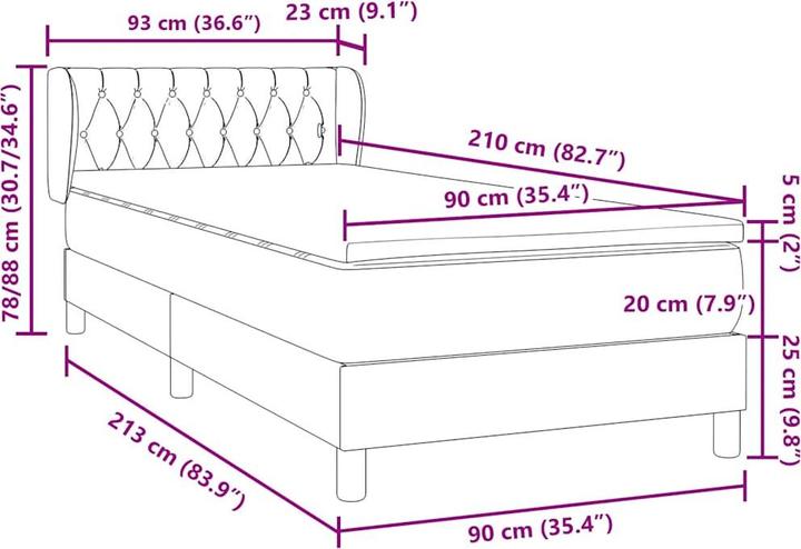 Image du produit vidaXL Boxspringbett (90 x 210 cm)