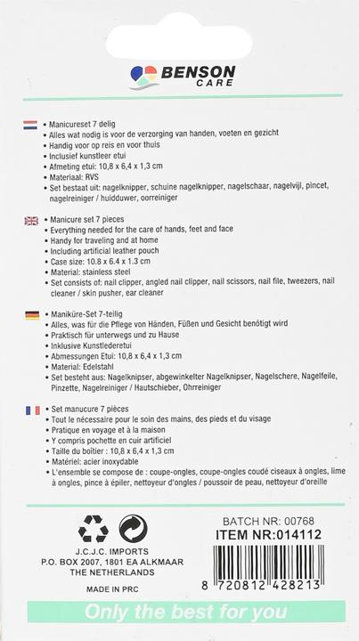 Image du produit Benson Care Kit de manicure 7 pcs voyage bleu