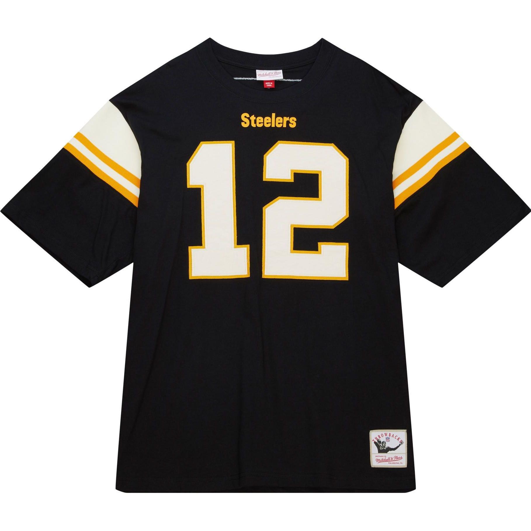 Mitchell & Ness, Herren, Shirt, M&N Premium Shirt - Pittsburgh Steelers Terry Bradshaw - XL, Schwarz, (XL)