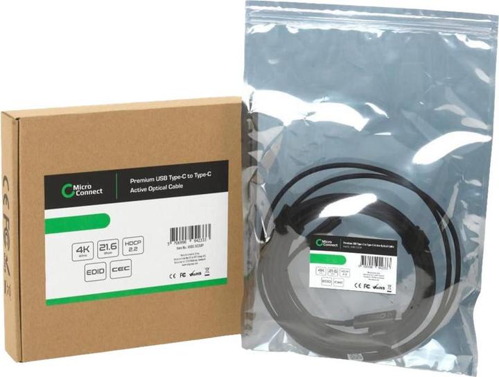 Actual product image MicroConnect USB3.1CC20OP USB Cable 20 m 3.2 Gen 1 (3.1 Gen 1) USB C Black (20 m, USB 3.2 Gen 2)