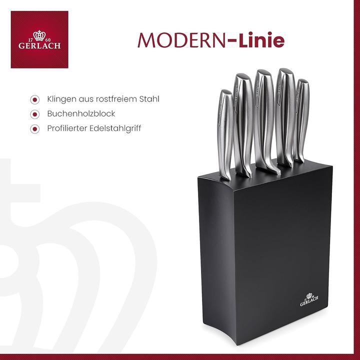 Produktbild Gerlach Jerlach Modern Messer in Schwarz 5-tlg. im Block.