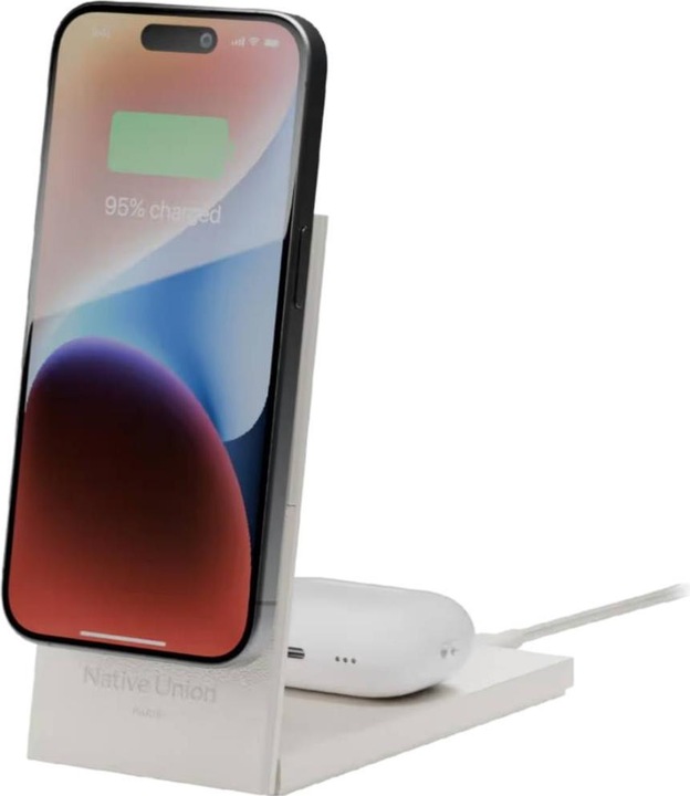 Actual product image Native Union Rise 2-In-1 Qi2 Wireless Charger Sandstone (15 W)