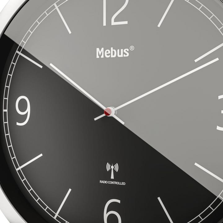 Produktbild Mebus 19813 Funkwanduhr schwarz/silber
