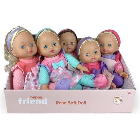 happytoys Happy Friend Rosa Blød Dukke med Hår 30 cm 6 varianter CDU