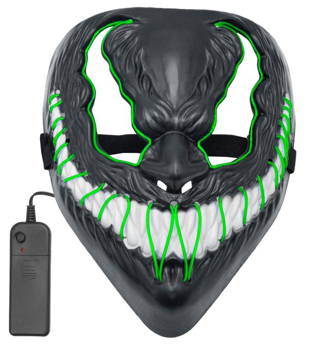 Actual product image Widmann Green monster mask with LED lighting