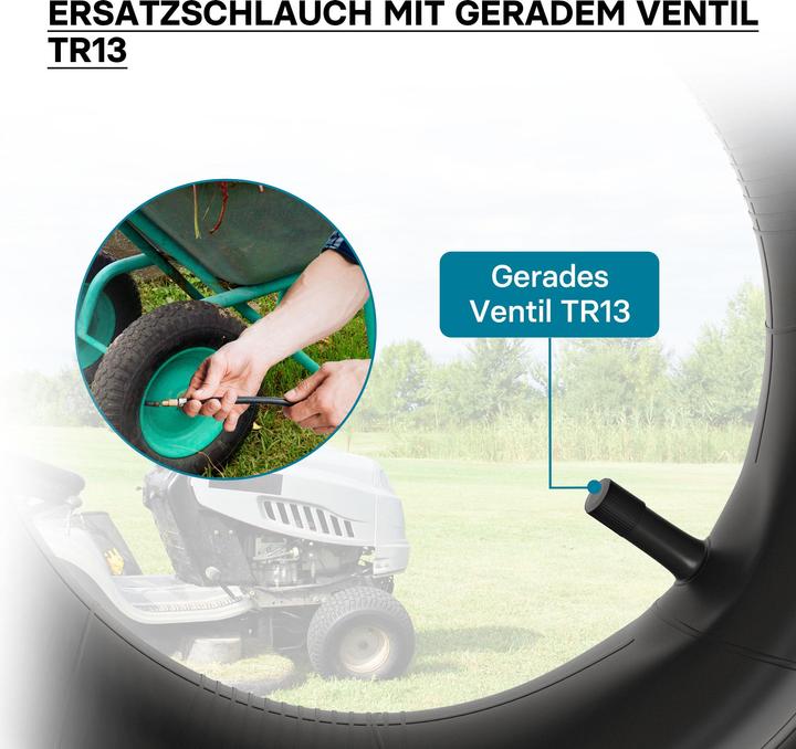 Produktbild Wiltec Schlauch Luftschlauch Rasenmäherreifen 16 x 6.50 – 8 Ventil gerade Reifen Rad (Rasenmäher, Gartenmaschinen Ersatzteile)