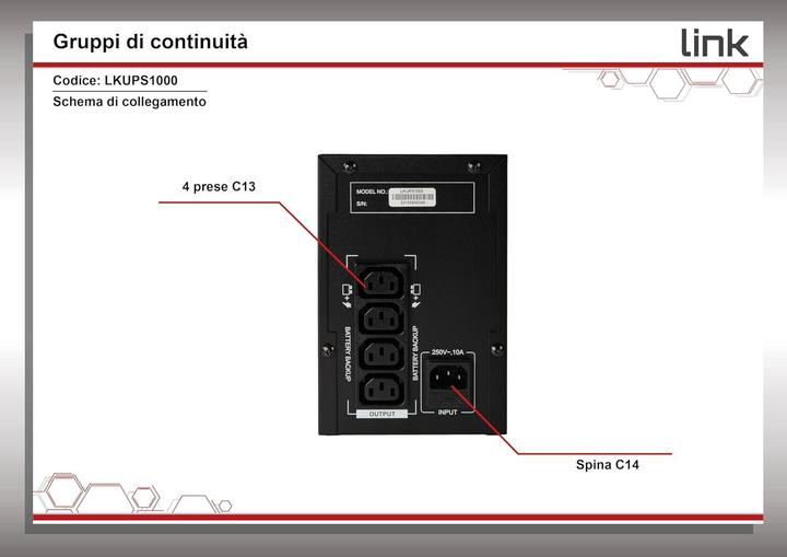 Actual product image LKUPS1000 Uninterruptible Power Supply 1000VA (1000 VA, 600 W, Line-interactive UPS)