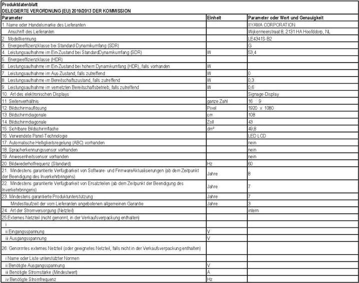 Actual product image iiyama ProLite LE4341S-B2 (1920 x 1080 pixels, 42.50")