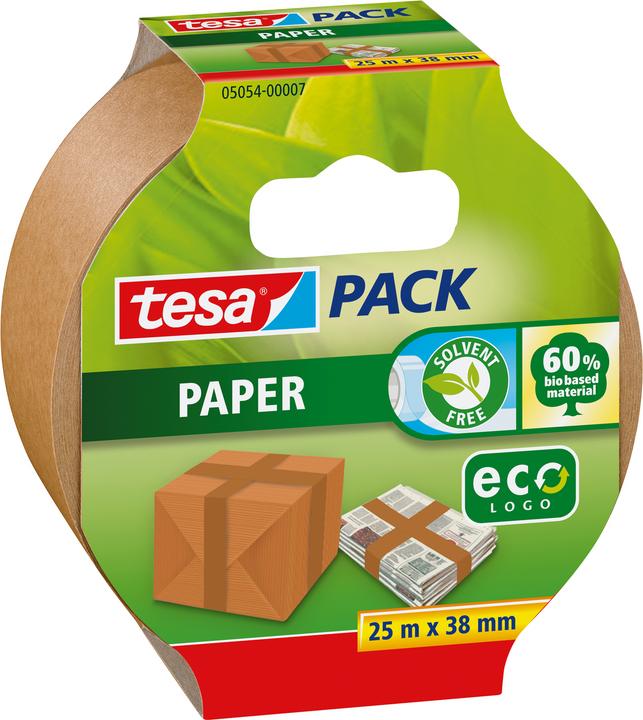 tesa nastro da imballaggio tesapack PAPER ecoLogo - nastro da imballaggio ecologico in carta, 60 % (38 mm)