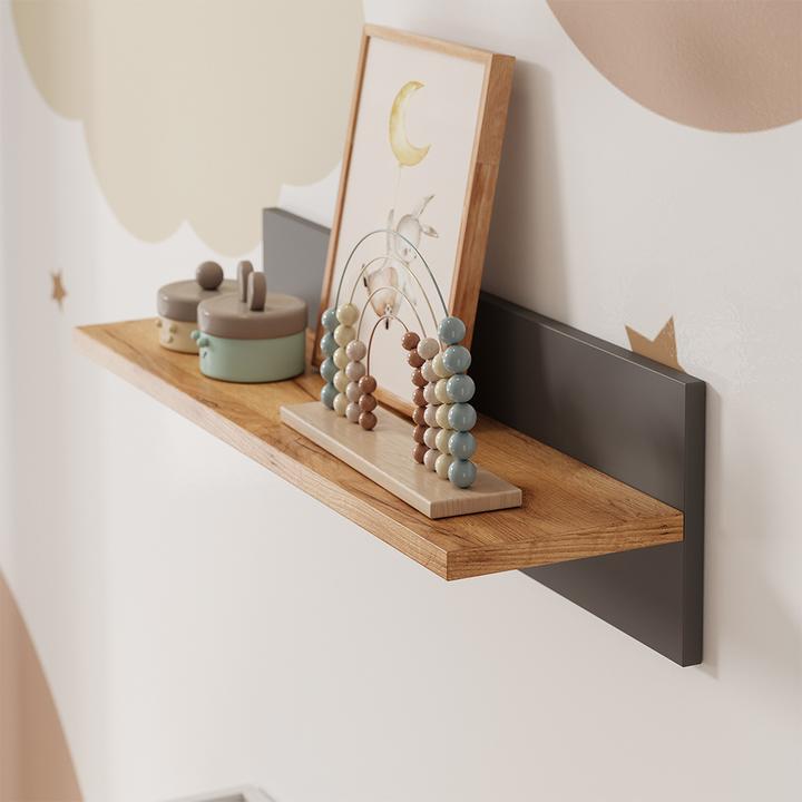 Actual product image VitaliSpa Wandregal Kinderzimmer Malia, Grau/Artisan/Artisan, 70 x 20 cm