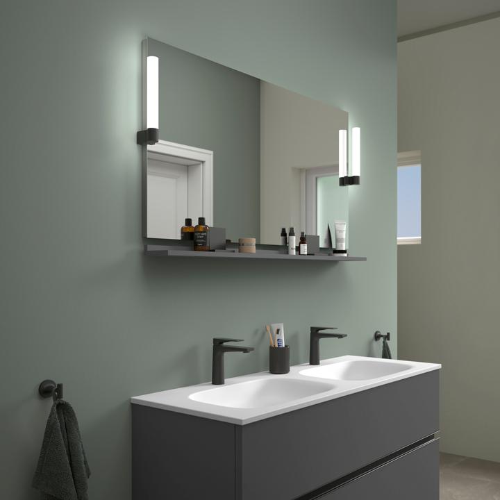 Productafbeelding Duravit Sivida Spiegel, Diamantschwarz Matt, 1250x36x650mm, Aufsatzleuchte, Sensorschalter, Netzansc (73 x 135 cm)
