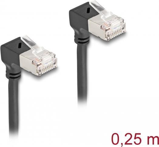 Actual product image Delock RJ45 network cable Cat.6A S/FTP Slim 90° top / top (S/FTP, CAT6a, 0.25 m)