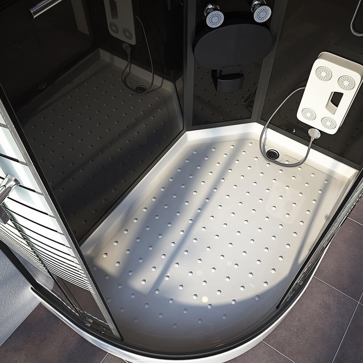 Produktbild Home Deluxe Dampfdusche mit Wasserfall Dampfsauna MANTA BLACK XL, 120x80x220cm - Links