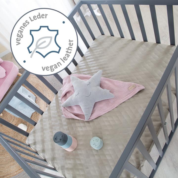Actual product image Roba Playpen 75x100 cm with wooden feet Greyish quilted (73 cm, 98.50 cm, Beech)