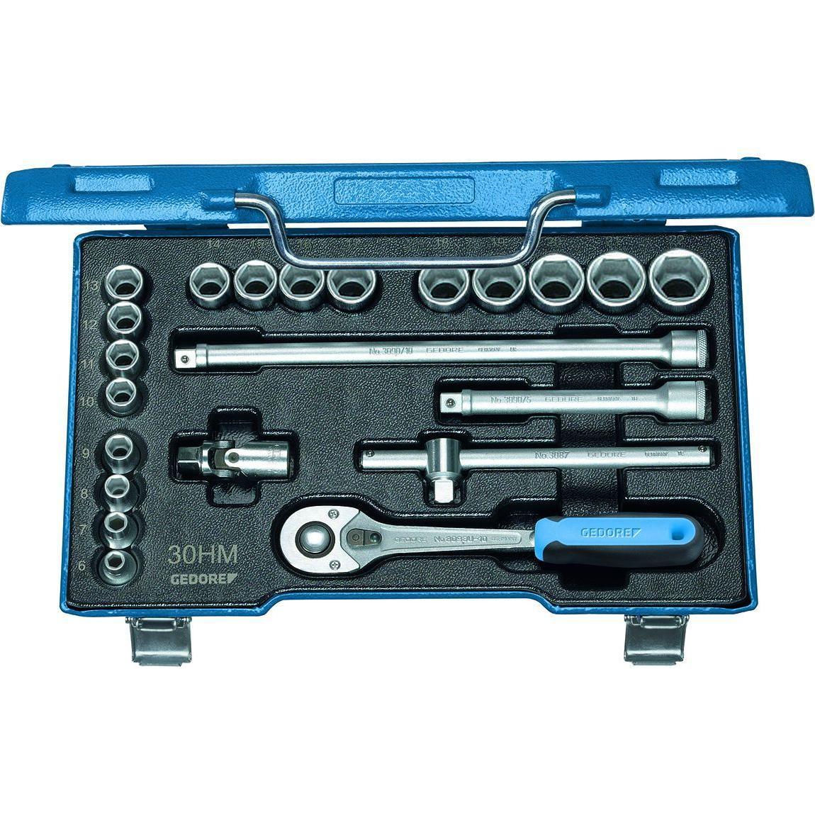 Gedore, Steckschlüssel + Stecknuss, 30 HMU-10 Steckschlüssel-Satz 3/8" 22-teilig 6-kant 6-22 mm (22 mm, 8 mm, 10  mm, 14...