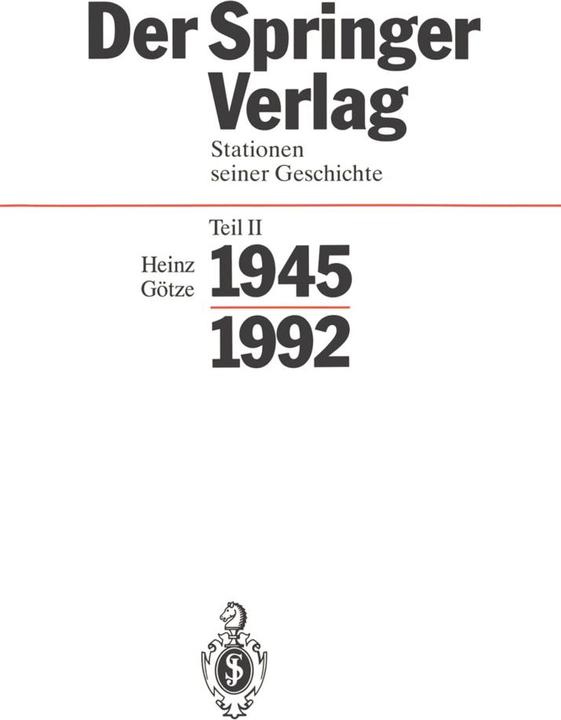 Produktbild Der Springer-Verlag (Deutsch, Heinz Götze, 2014)