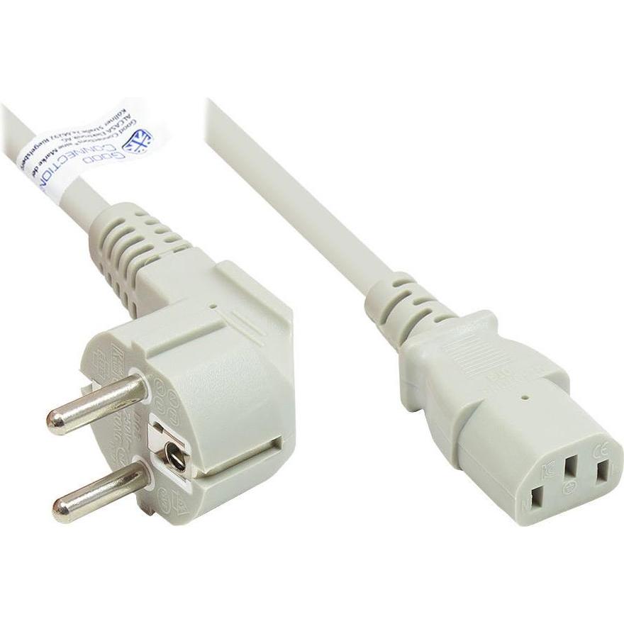 Good Connections, Verlängerungskabel, Netzkabel Schutzkontakt-Stecker Typ E+F (CEE 7/7, gewinkelt) an C13 (gerade), grau...