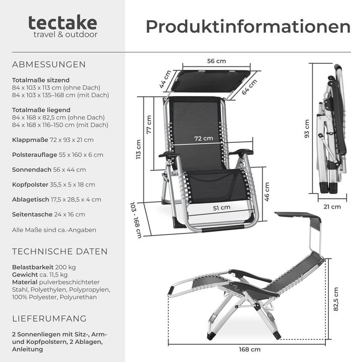 Immagine prodotto tectake Cloud II - set di 2 (103 cm)