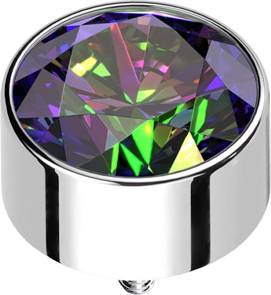 Produktbild Star Piercing Dermal Anchor Zylinder hoch silber mit Kristall dunkel multicolor (Titan, ohne Messing)