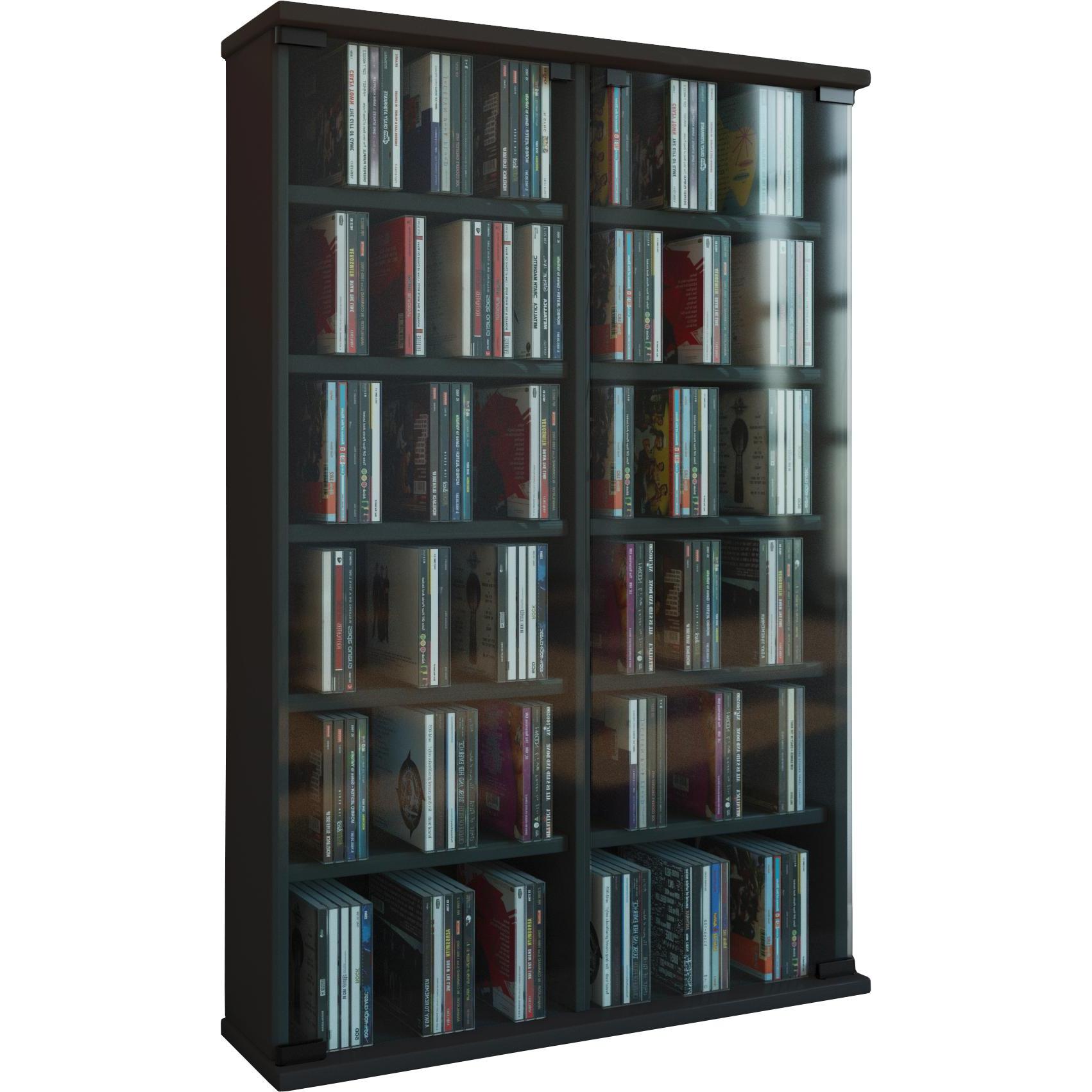 Thumbnail - VCM, Regal, Holz CD DVD Stand Regal Roma mit Glastür (60 x 18 x 92 cm)