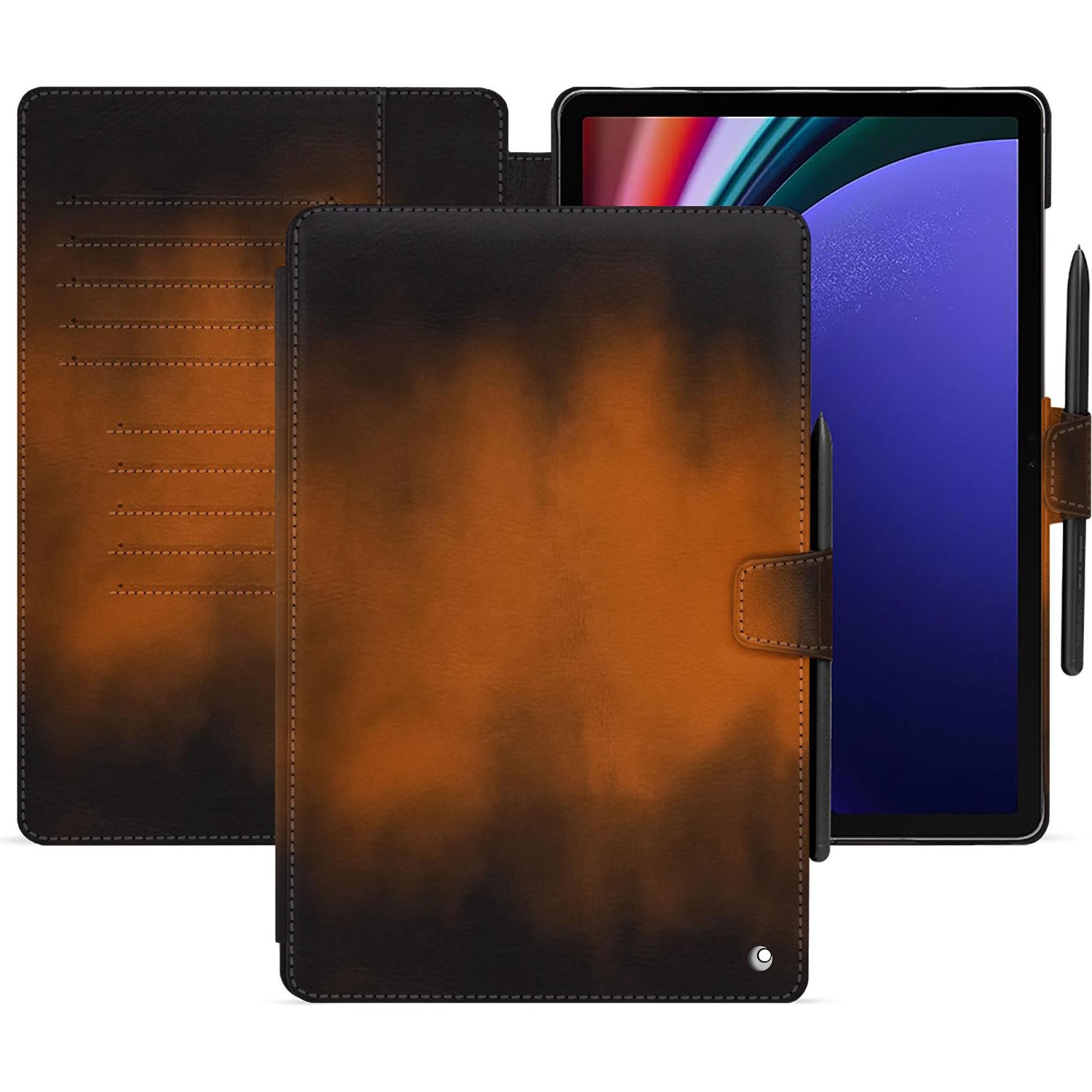 Noreve Lederschutzhülle Samsung Galaxy Tab S9+ (Galaxy Tab S9+), Tablet Hülle, Braun