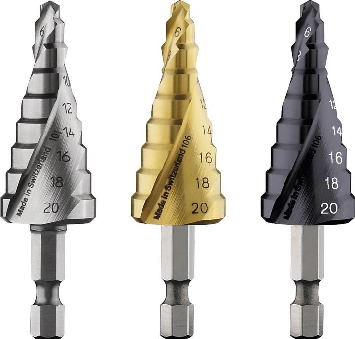 Produktbild Bosch Professional Zubehör Stufenbohrer HSS-TiN, 4 - 20 mm, 1/4-Zoll, 70,5 mm, 9 Stufen (4 - 20)