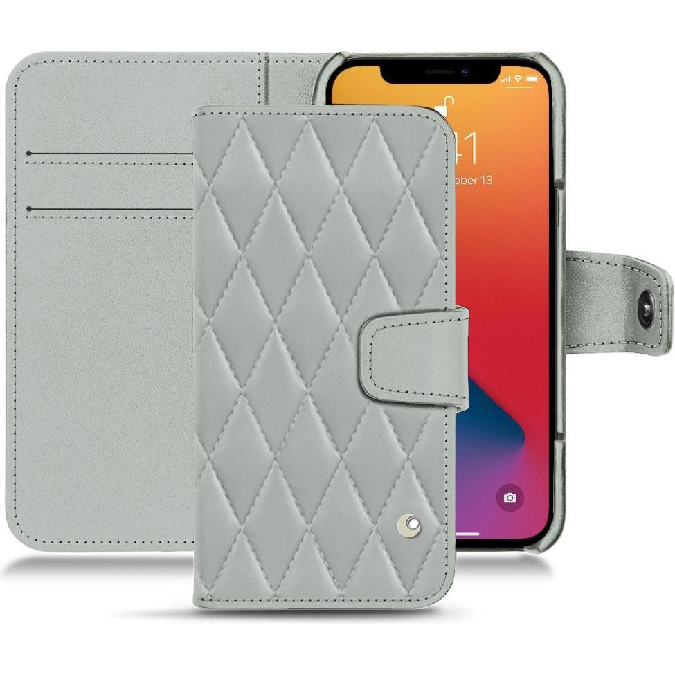 Noreve Lederschutzhülle Wallet (Apple iPhone 13 Pro), Smartphone Hülle, Grau