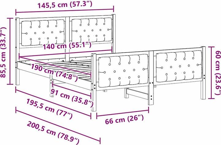 Image du produit vidaXL Modernes Bett (140 x 190 cm)