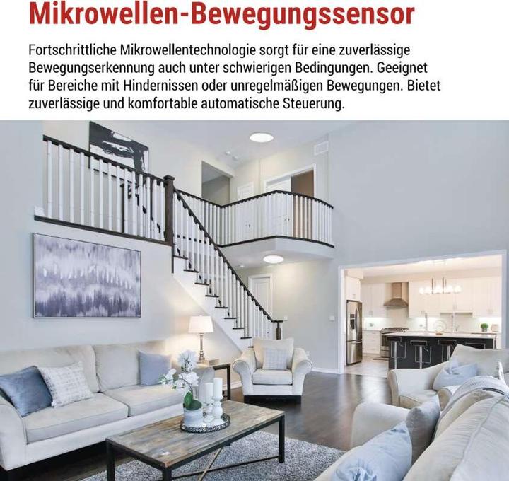 Produktbild Emos LED-Deckenleuchte TIVI, A CLASS, MW sensor, rund weiss 12,5W, IP44, Neutral Weiss (2100 lm)