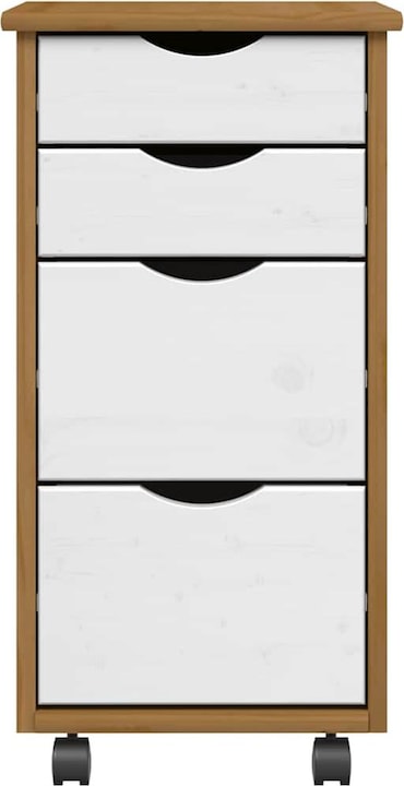 VidaXL Rollschrank mit Schubladen MOSS Honigbraun Massivholz Kiefer