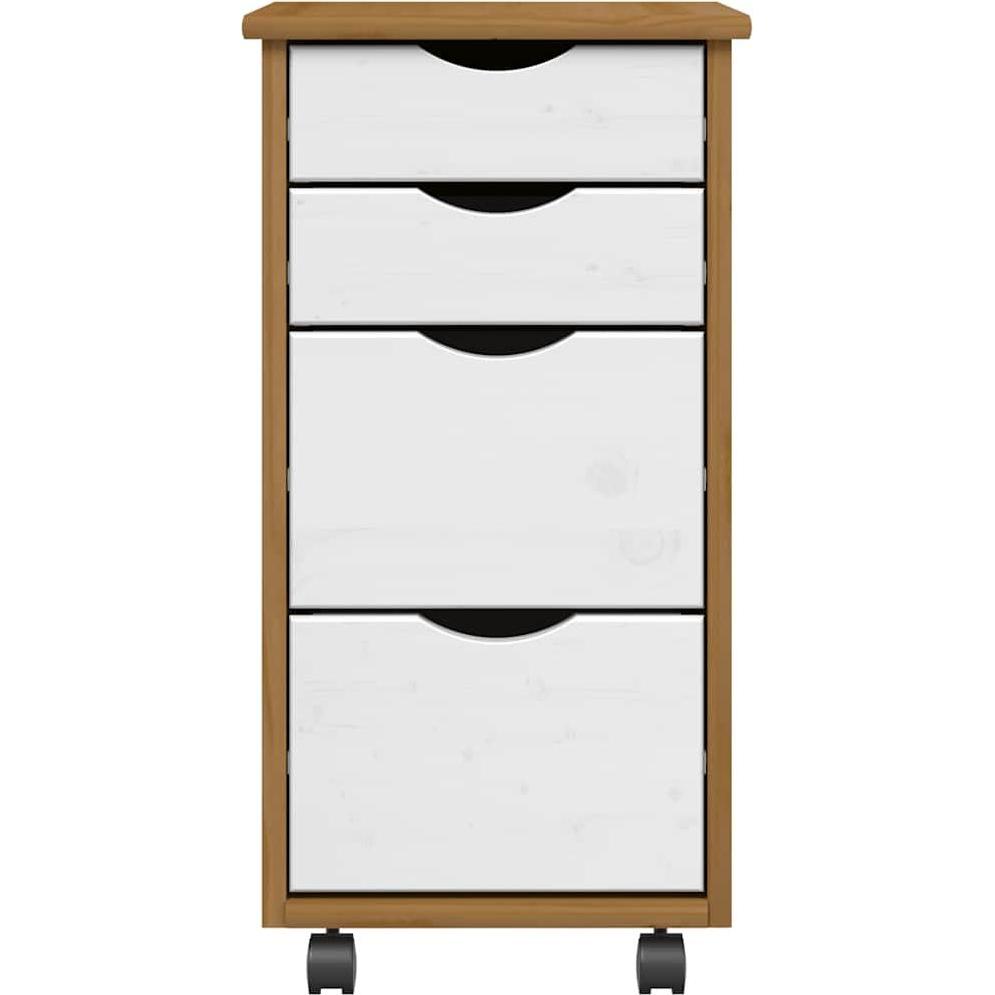VidaXL, Aktenschrank, Rollschrank mit Schubladen MOSS Honigbraun Massivholz Kiefer
