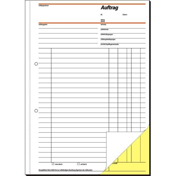 Sigel Formularbuch "Auftrag", A4, 2 x 40 Blatt, SD